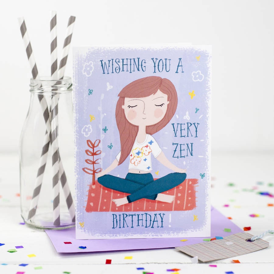Wishing you A Very Zen Birthday Card Yoga Birthday Card