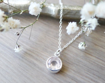 Rose Quartz, Necklace, Sterling Silver, Simple, Stone Necklace, Faceted Rose Quartz, Genuine Rose Quartz, Pink Quartz, Soft Pink, Minimalist