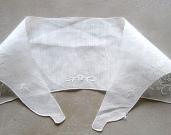 Antique French Collar Hand Embroidered Linen Unused Early 1900's