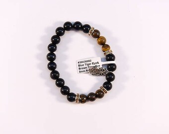Delightful Blue and Brown Tigers eye bracelet.