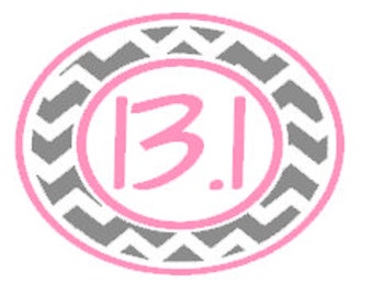 13.1 or 26.2 Marathon Running Sticker chevron Oval Vinyl Three Color Car Decal