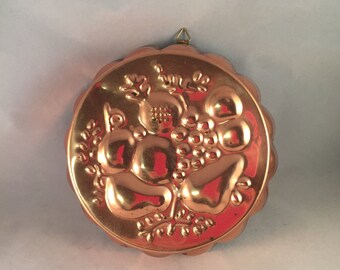 Vintage Copper Jello Mold Fruit Design