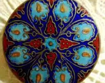 French Champleve Enamel Compact Box