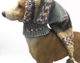 Grey Greyhound snood, dog hat, italian greyhound hat, dog clothes, dog clothing, pet hat, lurcher, galgo, whippet, dog snood