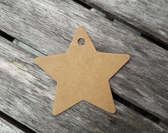 25 Star Tags, Tags, Hang Tag, Hang Tags, Custom Hang Tags, Brown, 6 cm, 2.36 inch