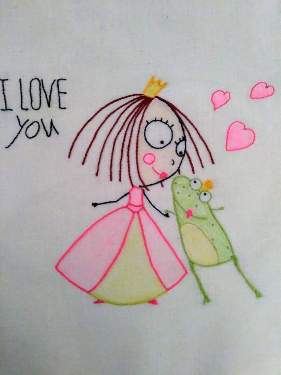 Princess and the Frog, Coloring on Fabric Embroidery Kit from ... Princess and the Frog, Coloring on Fabric Embroidery Kit from ...
