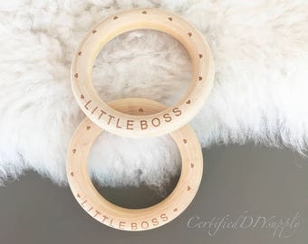 Natural Wooden Rings / Organic/ Teething/ Certified/ Wooden/ Teethers/ Little Boss/ Teether/ Wood/ Baby Toys/ Montessori Toy/ Diy