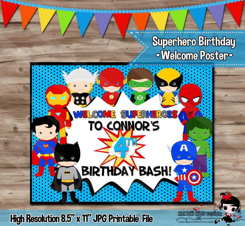 Superheld Geburtstag Poster Superhero Geburtstag Hintergrund