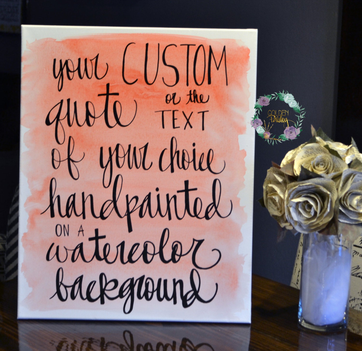Custom Watercolor Quote Canvas Painting Wall Art Wall Hanging