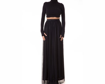 Maxi Black Skirt, High Waisted Skirt, Black Full Skirt, Plus Size Skirt, Long Pleated Skirt, Bohemian Black Skirt, Maxi Skirt, Loose Skirt