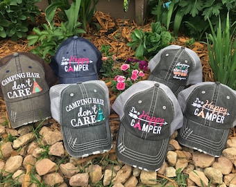 Hats { Camping hair don't care } 5 colors! FREE ship USA