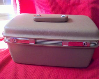 Train Case Samsonite, , Light Browntage luggage, DIY, makeup case, with mirror