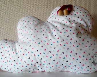 Cushion cloud white and pink - 35 cm x 30cm