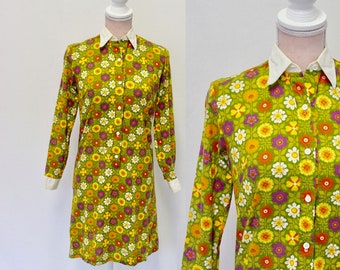 Floral 70s Dress / 1970s Dress / Vintage Dress / Small