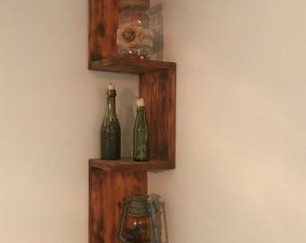Rustic Wood Corner Shelf