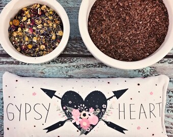Lavender Eye Pillow - "Gypsy Heart" - Double Sided Design - Yoga Eye Pillow - Savasana Eye Pillow - Organic - Eco Friendly