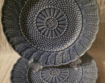 Basketweave Blue by Bordallo Pinheiro, Set of 2 Plates