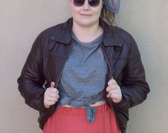 Vintage oxblood leather bomber jacket, medium