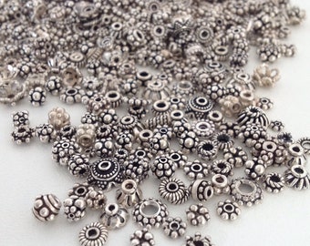NEW Sterling Bead Mix - 30-60pcs - Bali Silver Beads - 925 Silver - Spacer Mix - Assorted Bali Beads - Sterling Findings - Bead Soup