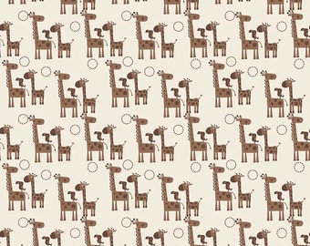 SALE Giraffe Crossing 2 - Giraffes Brown - Riley Blake Designs - Cream Animal - Quilting Cotton Fabric - choose your cut
