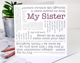 Sister Card; My Sister Birthday Card; Big Sister Birthday Card; Little Sister Birthday Card; Personalised Sister Card; Sisters; GC582