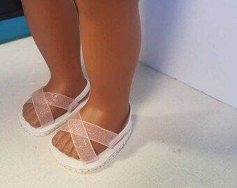 American Girl Doll Sandals, pink sparkly shoes for 18" dolls