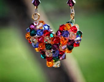 Rainbow Crystal Heart Necklace