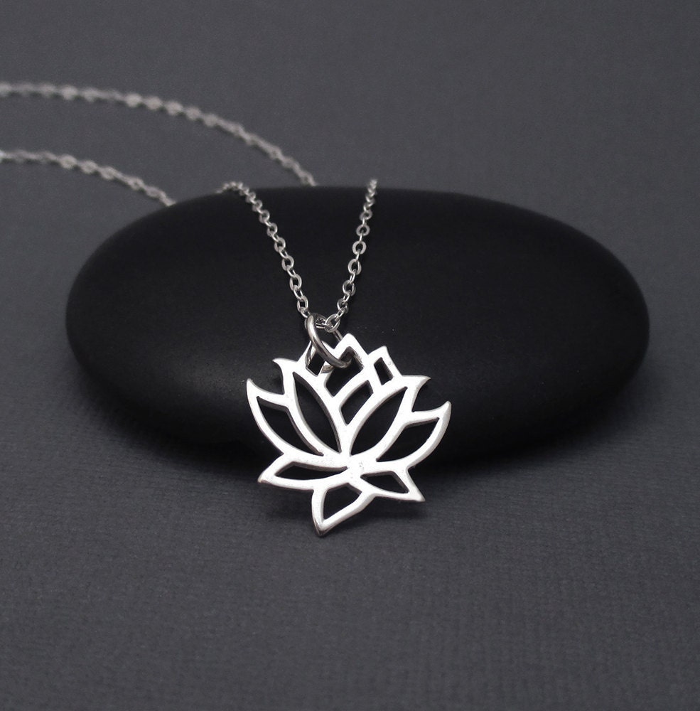Lotus Necklace Sterling Silver Lotus Flower Necklace Lotus