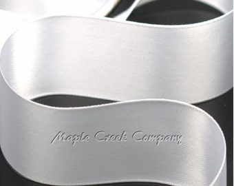 5 yards of White Double Face Satin Ribbon, 5 Widths Available: 1-1/2", 7/8", 5/8", 3/8", 1/4"