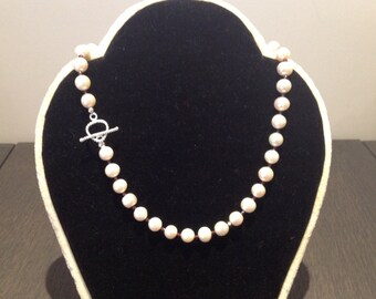 Large cultured pearl and rhodolite garnet necklace