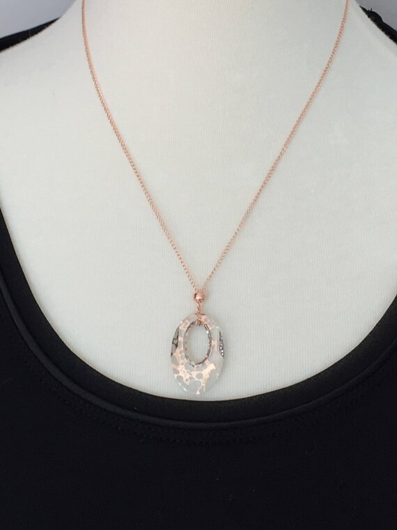 Southern Belles Nola Rose Patina Swarovski Crystal Necklace, 14k Rose Gold Filled