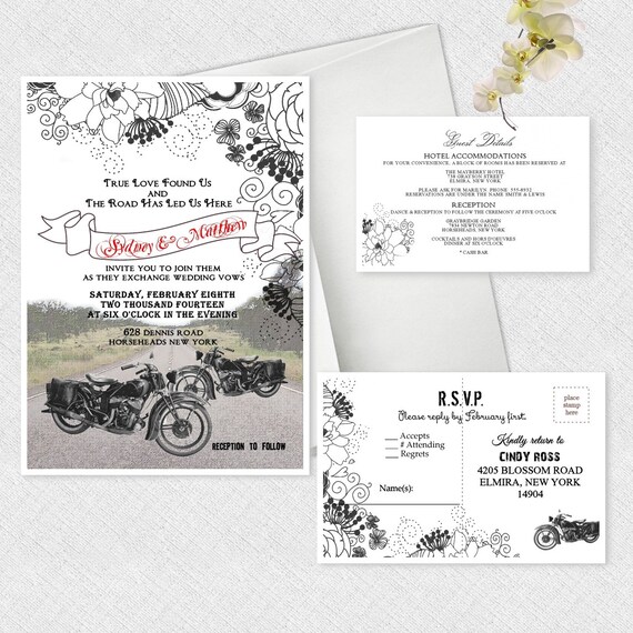 Motorcycle Themed Wedding Invitations 1