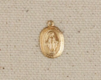 14k Gold Filled Miraculous Medal Rosary Center, Gold Rosary Miraculous Medal,Rosary Medal Pendant, Gold Charm, Jewelry Supplies, Findings