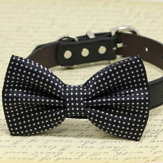 Black bow tie collar Handmade dog collar bow tie Dog of
