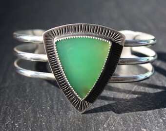 Chrysoprase, Sterling Silver, Cuff Bracelet