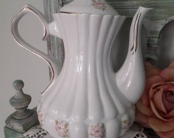 Charismatic exclusive vintage fine bone china coffee pot delicate roses
