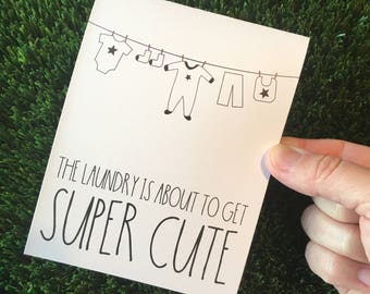Cute Baby Shower Card - Gender neutral baby card - Card for Baby Shower - funny baby card - congratulations pregnancy card - black and white