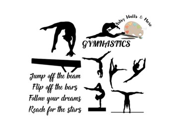 Gymnastics quote svg cut file, gymnast silhouette collection bundle for Silhouette, Cricut for t-shirt DIY motivational svg gymnastics svg