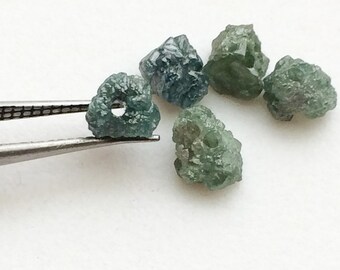 2 pcs Large Hole Blue Rough Diamond Beads, 1mm Drilled Blue Diamond, Chain It And Wear It, Loose Diamond, Conflict Free 5-5.5mm
