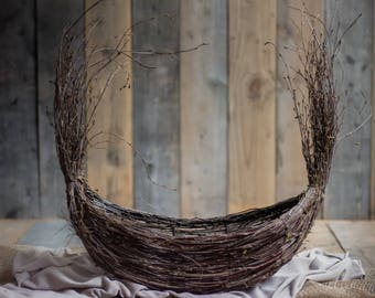 TWIG BOAT - basket, newborn nest, large newborn nest, newborn prop, photography prop, photo prop, newborn prop