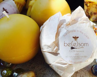 100% Pure organic Beeswax 3" XL spheres-extra large 3" pure beeswax ball candles-organic beewax round ball candles-unique beeswax candle