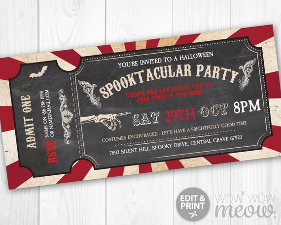 Items similar to Halloween Invitations Tickets Horror Circus Party