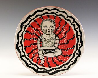 Dessert or Tapas Plate - Painting by Jenny Mendes on a round ceramic tapas plate - Tatts
