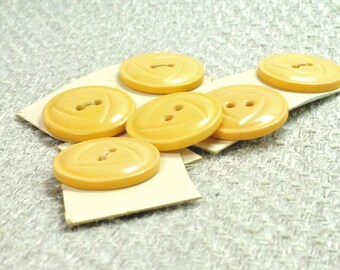 Yellow Buttons, Large Buttons, Vintage Buttons, Art Deco, Mellow Yellow, Round Buttons, Sew on Buttons,