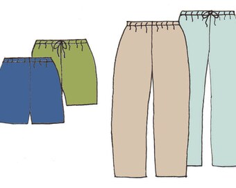 Men's Casual Tie or Elastic Waist Pants/Shorts PDF Pattern