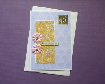 Feminine 40th Birthday Card FREE SHIPPING