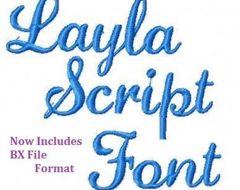 Machine Embroidery Design -Layla Script Font -Three Sizes- + BX File Format -Instant Download