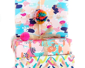Abstract art wrapping paper sheets - colorful birthday present gift wrap