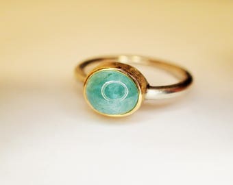 ring SILVER GOLD TOURMALINE