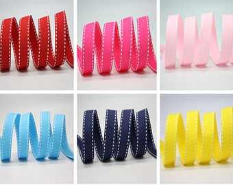 6 color 10 mm. Saddle Stitch Grosgrain Ribbon /3/8" Saddle Stitch Grosgrain Ribbon